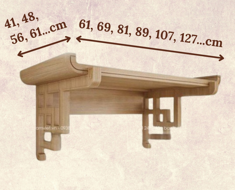 Kích thước bàn thờ treo 